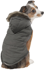 FASHION PET Velvety Puffer Coat Gray XS