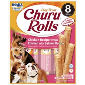 Inaba Churu Rolls Dog Treat Chicken Recipe wraps Chicken Recipe (Option: Salmon Recipe)