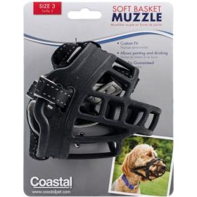 Coastal Pet Soft Basket Muzzle for Dogs Black (size: Size 3)