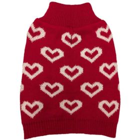 Fashion Pet All Over Hearts Dog Sweater Red (size: XSmall)