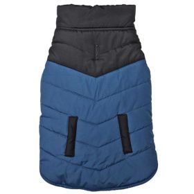 Fashion Pet Reversible Color Block Puffer Dog Jacket Blue (size: medium)