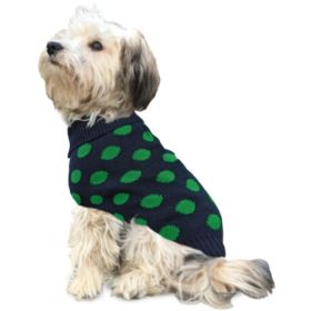 Fashion Pet Contrast Dot Dog Sweater Green (size: small)