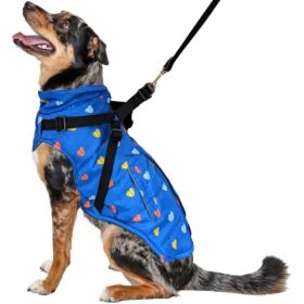 Fashion Pet Puffy Heart Harness Coat Blue (size: small)