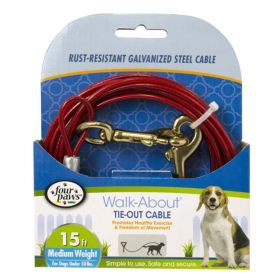 Four Paws Walk (size: About TieOut Cable Medium Weight for Dogs up to 50 lbs  15' Long)