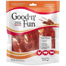 Healthy Hide Good'n' Fun Triple (size: Flavor Wings Chicken, Pork and Beef Hide  12 oz)