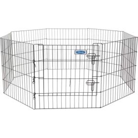 Petmate Exercise Pen Single Door with Snap Hook Design and Ground Stakes for Dogs Black (size: 24" tall  1 count)