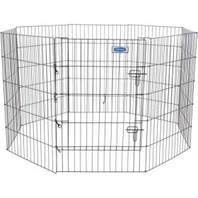 Petmate Exercise Pen Single Door with Snap Hook Design and Ground Stakes for Dogs Black (size: 36" tall  1 count)