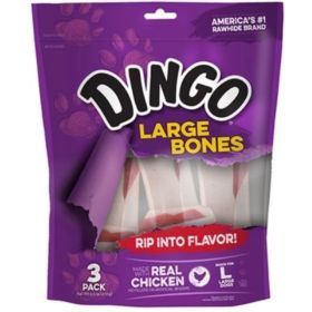 Dingo Meat in the Middle Rawhide Chew Bones (size: Large  8.5" (3 Pack))