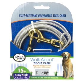 Four Paws Dog Tie Out Cable (size: Heavy Weight  Black  15' Long Cable)