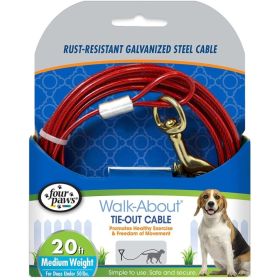 Four Paws Dog Tie Out Cable (size: Medium Weight  Red  20" Long Cable)