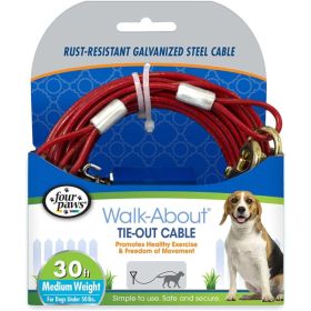 Four Paws Dog Tie Out Cable (size: Medium Weight  Red  30" Long Cable)