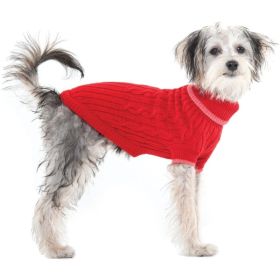 Fashion Pet Cable Knit Dog Sweater (size: Red  XSmall (8"10" From Neck Base to Tail))