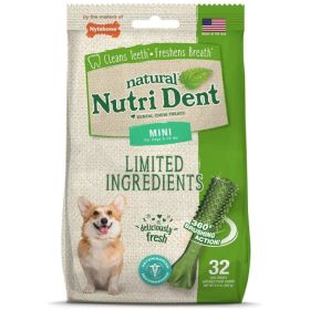 Nylabone Natural Nutri Dent Fresh Breath Dental Chews (size: Limited Ingredients  Mini  32 Count)