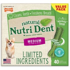 Nylabone Natural Nutri Dent Fresh Breath Dental Chews (size: Limited Ingredients  Medium  40 Count)