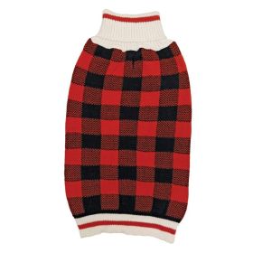 Fashion Pet Plaid Dog Sweater (size: Red  Medium (14"19" Neck to Tail))