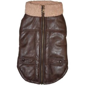 Fashion Pet Brown Bomber Dog Jacket (size: small)