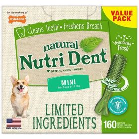 Nylabone Natural Nutri Dent Fresh Breath Dental Chews (size: Limited Ingredients  Mini  160 Count)