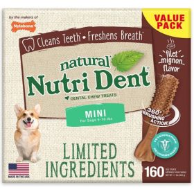 Nylabone Natural Nutri Dent Filet Mignon Dental Chews (size: Limited Ingredients  Mini  160 Count)